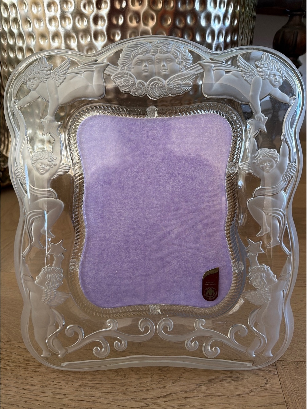 Vintage Walther Glas Germany Crystal Glass Cherub Angel Photo Frame Original Lab